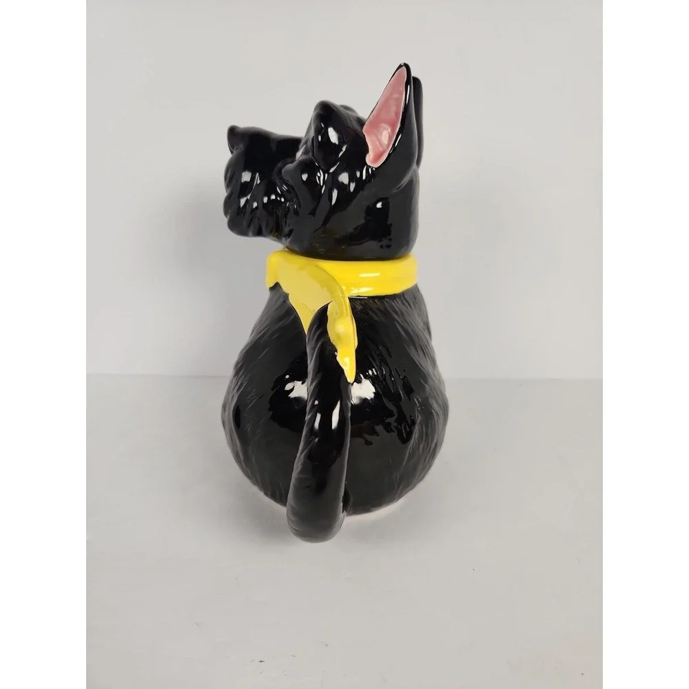 Vtg 1950s Norcrest Japan Black Scottie Dog Teapot 7670 Yellow Bow Ceramic Rare
